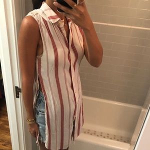 Red striped blouse: REFORMATION